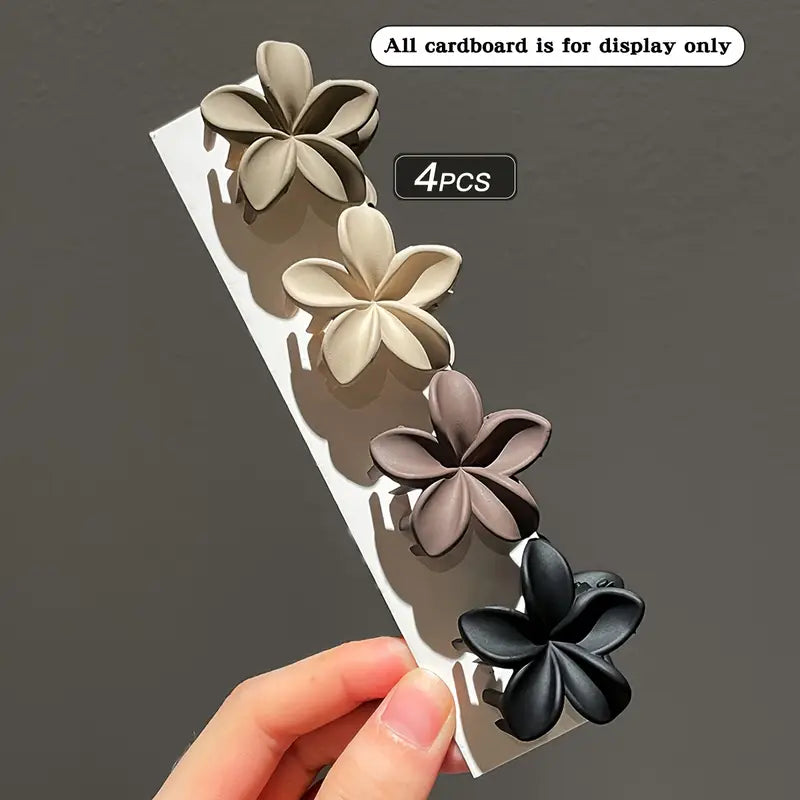4pcs Mini Matt Floral Clips